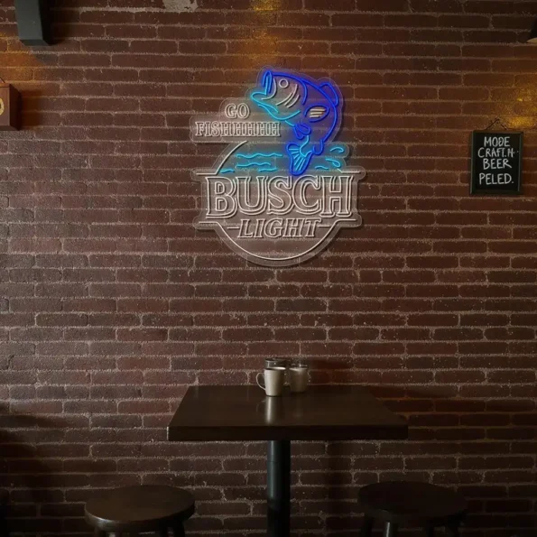 catch the vibe unique go fish busch light neon sign designs trendy.webp
