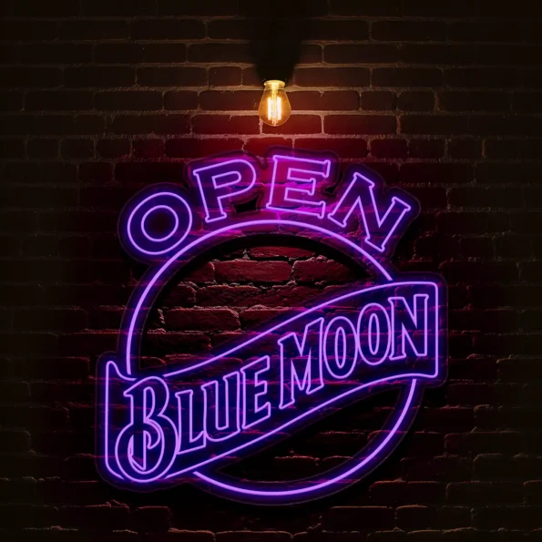illuminate your space with unique open blue moon neon signs high quality.webp