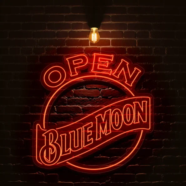 illuminate your space with unique open blue moon neon signs new arrival.webp
