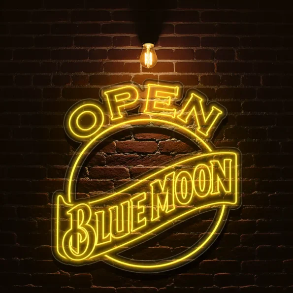 illuminate your space with unique open blue moon neon signs top rated.webp