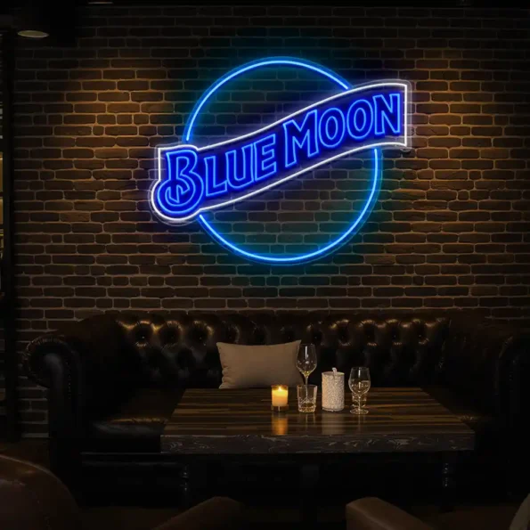 stunning blue neon moon sign for unique home decor ideas latest model.webp
