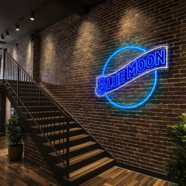 stunning blue neon moon sign for unique home decor ideas premium grade.webp