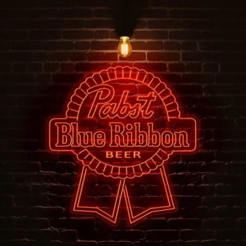 stunning neon blue ribbon sign for beer lovers and collectors fashion forward.webp