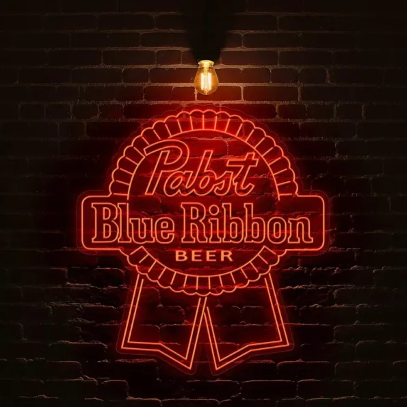 stunning neon blue ribbon sign for beer lovers and collectors fashion forward.webp