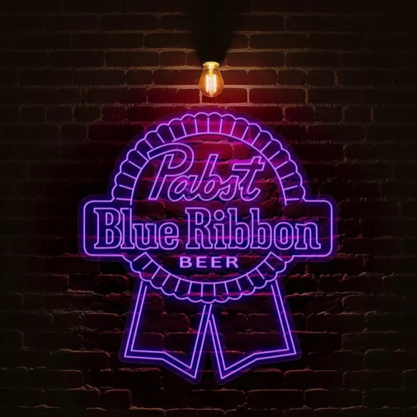 stunning neon blue ribbon sign for beer lovers and collectors high quality.webp