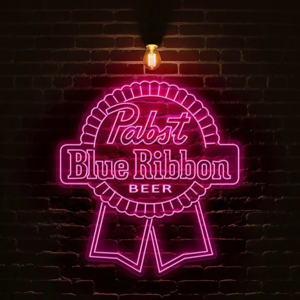 stunning neon blue ribbon sign for beer lovers and collectors latest model.webp