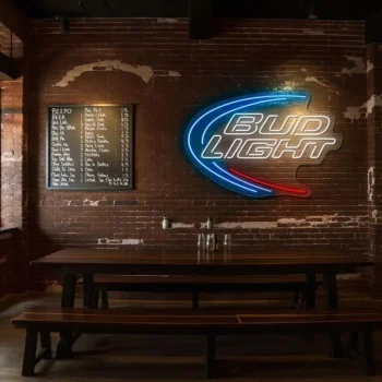 stylish bud light neon sign eye catching bar decor idea fashion forward.webp