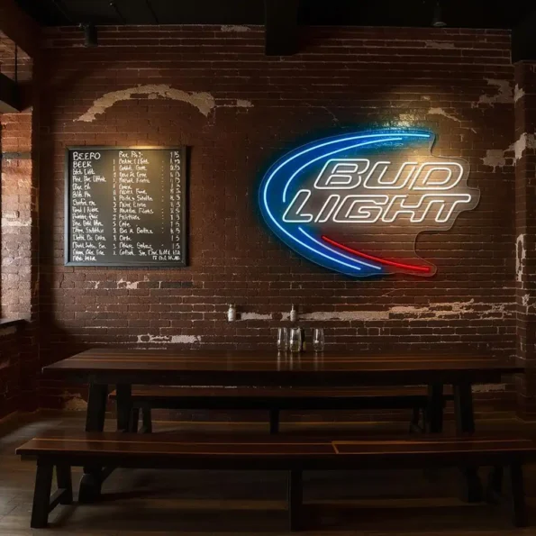 stylish bud light neon sign eye catching bar decor idea fashion forward.webp