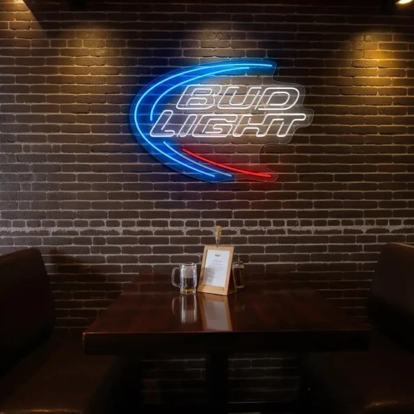 stylish bud light neon sign eye catching bar decor idea trendy.webp