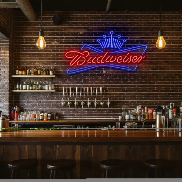stylish budweiser neon sign perfect for home bar decoration high quality.webp