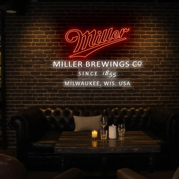 stylish miller beer neon sign perfect for home bars decor premium grade.webp