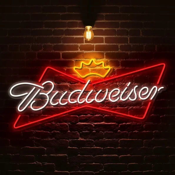 stylish neon budweiser sign for home bar or man cave decoration best selling.webp