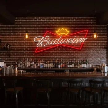 stylish neon budweiser sign for home bar or man cave decoration fashion forward.webp