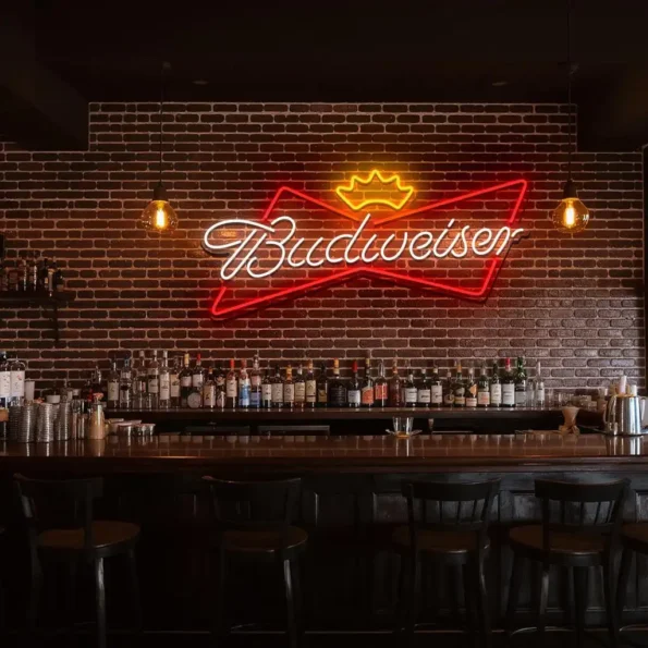 stylish neon budweiser sign for home bar or man cave decoration fashion forward.webp