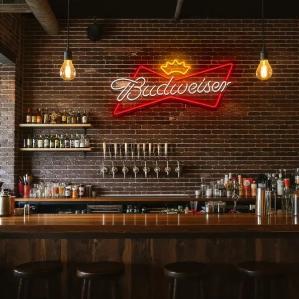 stylish neon budweiser sign for home bar or man cave decoration high quality.webp