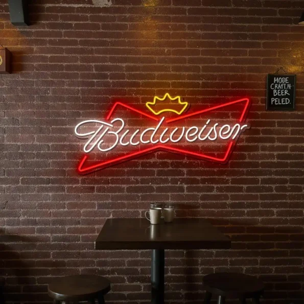 stylish neon budweiser sign for home bar or man cave decoration trendy.webp
