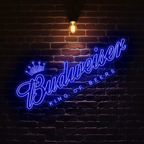 stylish neon budweiser sign illuminate your space with elegance high quality.webp