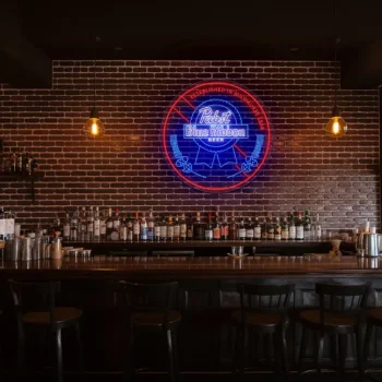 stylish neon pabst blue ribbon beer sign for unique decor fashion forward.webp