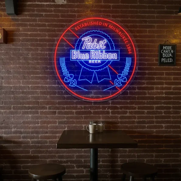 stylish neon pabst blue ribbon beer sign for unique decor high quality.webp