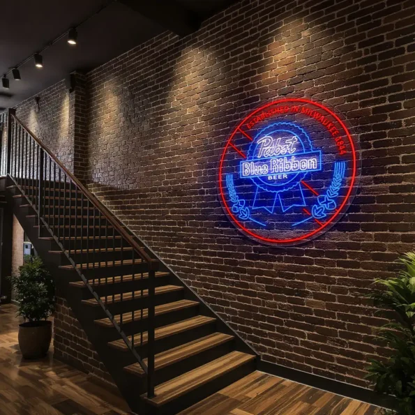 stylish neon pabst blue ribbon beer sign for unique decor premium grade.webp