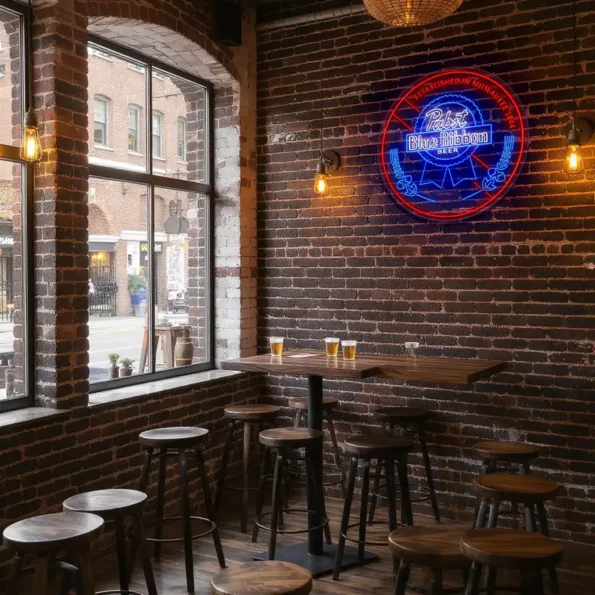 stylish neon pabst blue ribbon beer sign for unique decor trendy.webp