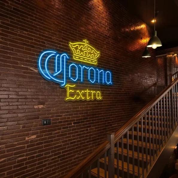 stylish neon sign design illuminate your space with corona extra new arrival.webp