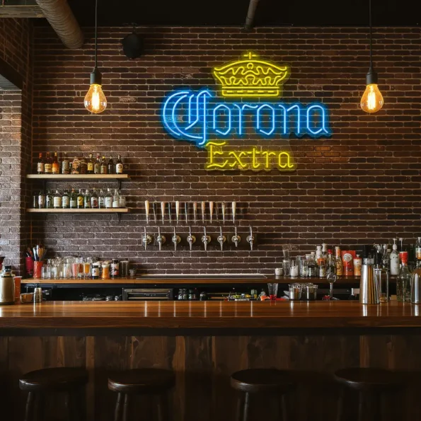 stylish neon sign design illuminate your space with corona extra trendy.webp