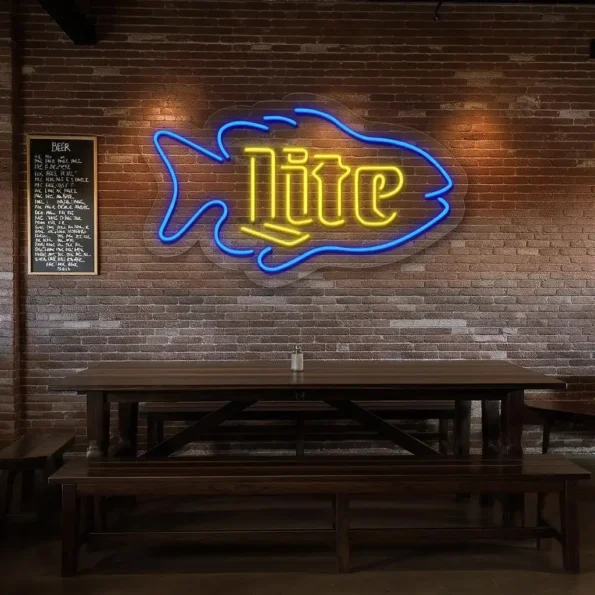 trendy neon fish sign for stylish home or business decor high quality.webp