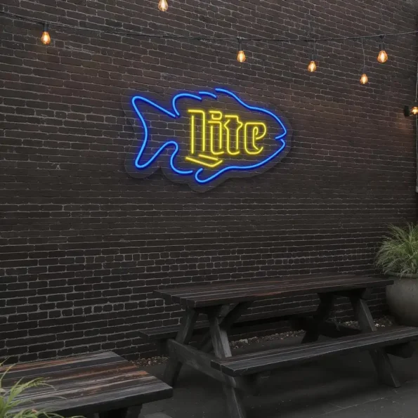 trendy neon fish sign for stylish home or business decor premium grade.webp