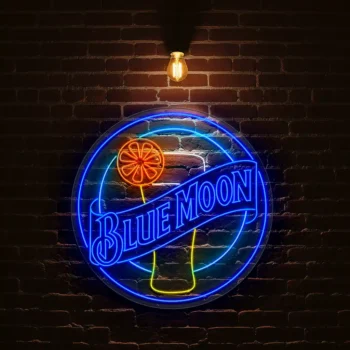 vibrant blue moon neon sign perfect for bar decor and ambiance best selling.webp