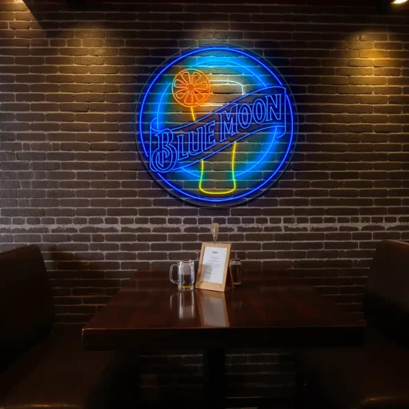 vibrant blue moon neon sign perfect for bar decor and ambiance premium grade.webp