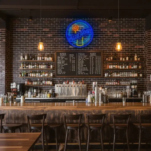 vibrant blue moon neon sign perfect for bar decor and ambiance trendy.webp
