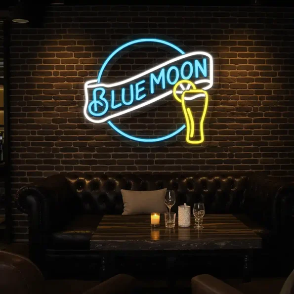 vibrant blue moon neon sign stylish bar decor for any space premium grade.webp