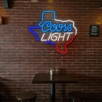 vibrant coors light neon sign in texas shape for home bar decor fashion forward.webp