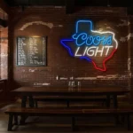 vibrant coors light neon sign in texas shape for home bar decor best selling.webp