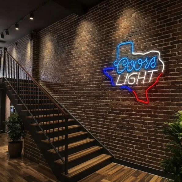 vibrant coors light neon sign in texas shape for home bar decor new arrival.webp