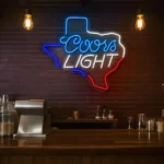 vibrant coors light neon sign in texas shape for home bar decor best selling.webp