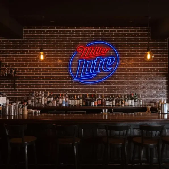 vibrant miller lite neon sign perfect bar decor ambiance fashion forward.webp