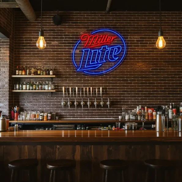 vibrant miller lite neon sign perfect bar decor ambiance high quality.webp