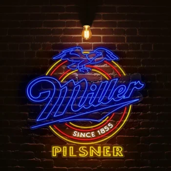 vibrant miller pilsner neon sign perfect for retro decor lovers best selling.webp