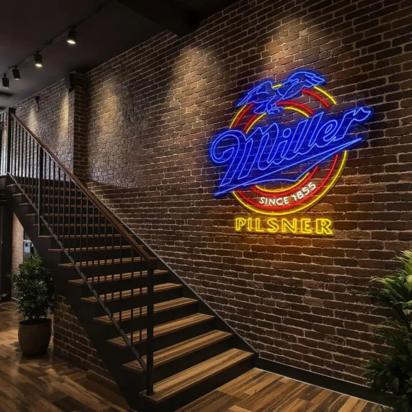 vibrant miller pilsner neon sign perfect for retro decor lovers premium grade.webp