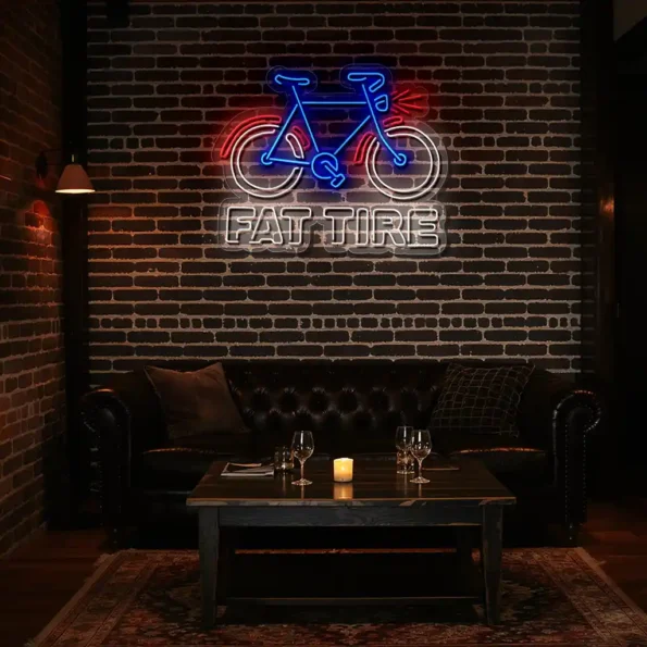 vibrant neon bicycle sign for fat tire lovers and enthusiasts new arrival.webp
