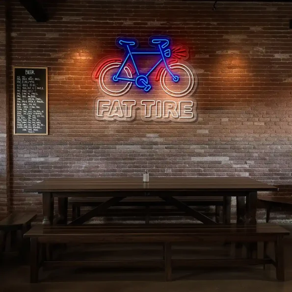 vibrant neon bicycle sign for fat tire lovers and enthusiasts top rated.webp