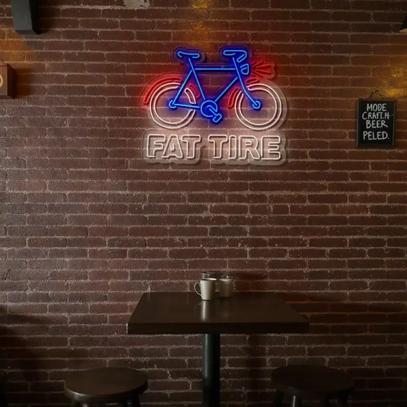 vibrant neon bicycle sign for fat tire lovers and enthusiasts trendy.webp