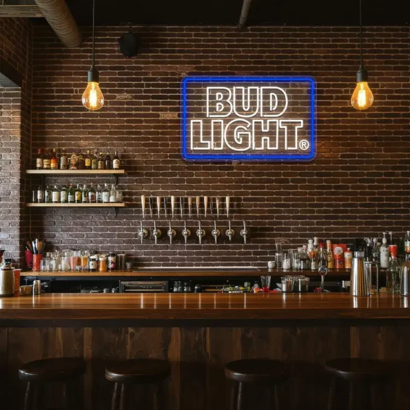 vibrant neon bud light sign for stylish bar or man cave decor premium grade.webp