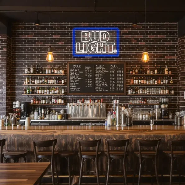 vibrant neon bud light sign for stylish bar or man cave decor trendy.webp