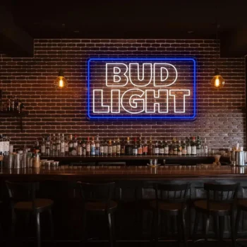 vibrant neon bud light sign for unique home bar decor fashion forward.webp