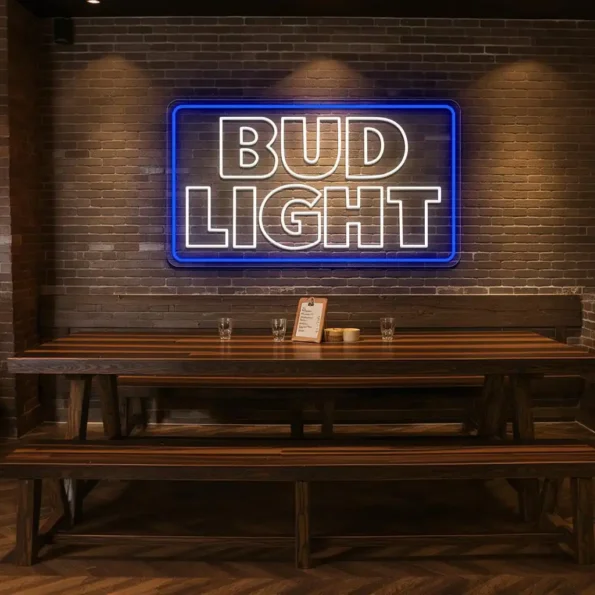 vibrant neon bud light sign for unique home bar decor high quality.webp