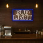 vibrant neon bud light sign for unique home bar decor best selling.webp