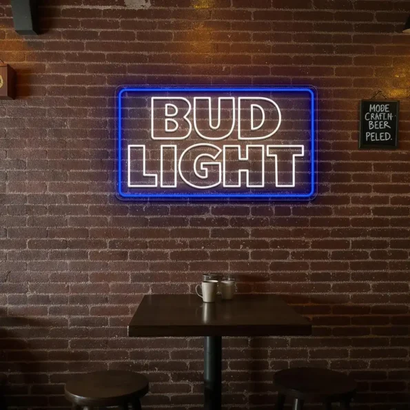vibrant neon bud light sign for unique home bar decor premium grade.webp